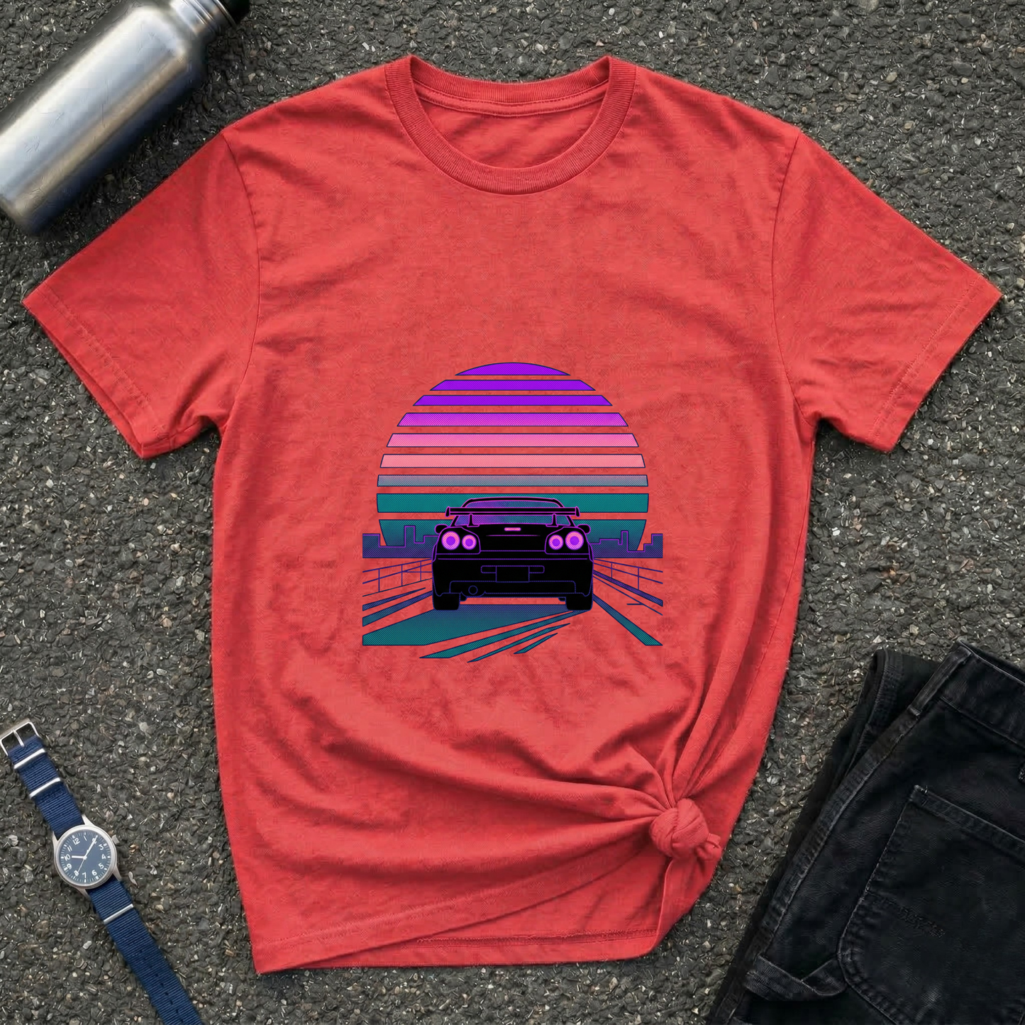 Vintage Retro Sunset Car T-Shirt