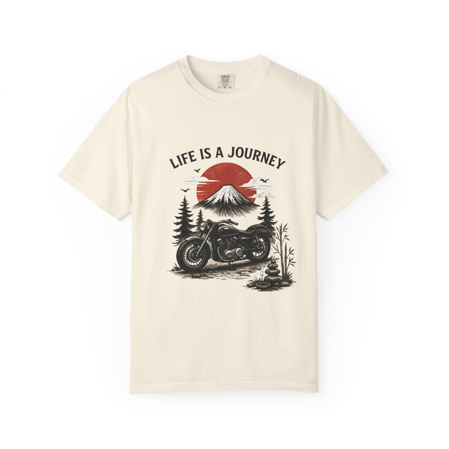 Life Is a Journey T-Shirt – Vintage Motorcycle Graphic Tee, Japanese Mount Fuji Design, Biker Streetwear Shirt”