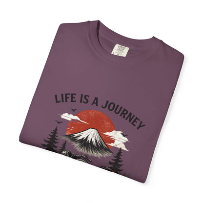 Life Is a Journey T-Shirt – Vintage Motorcycle Graphic Tee, Japanese Mount Fuji Design, Biker Streetwear Shirt”