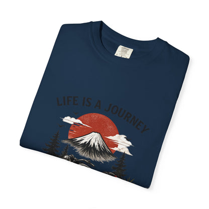 Life Is a Journey T-Shirt – Vintage Motorcycle Graphic Tee, Japanese Mount Fuji Design, Biker Streetwear Shirt”