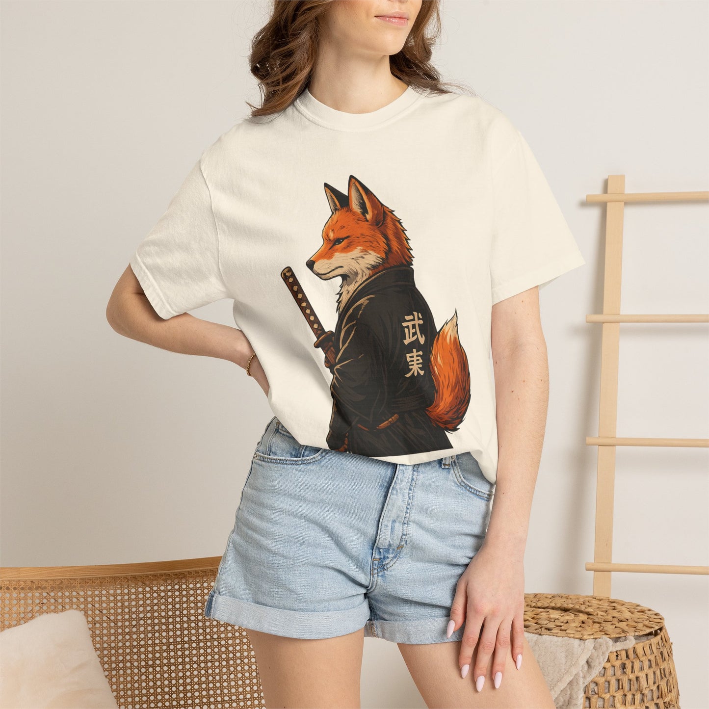 Samurai Fox Japanese Warrior Graphic T-Shirt