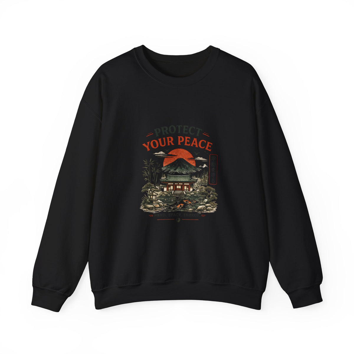 “Protect Your Peace Sweatshirt – Zen Temple Graphic Tee, Calm Mind Japanese Aesthetic Shirt”