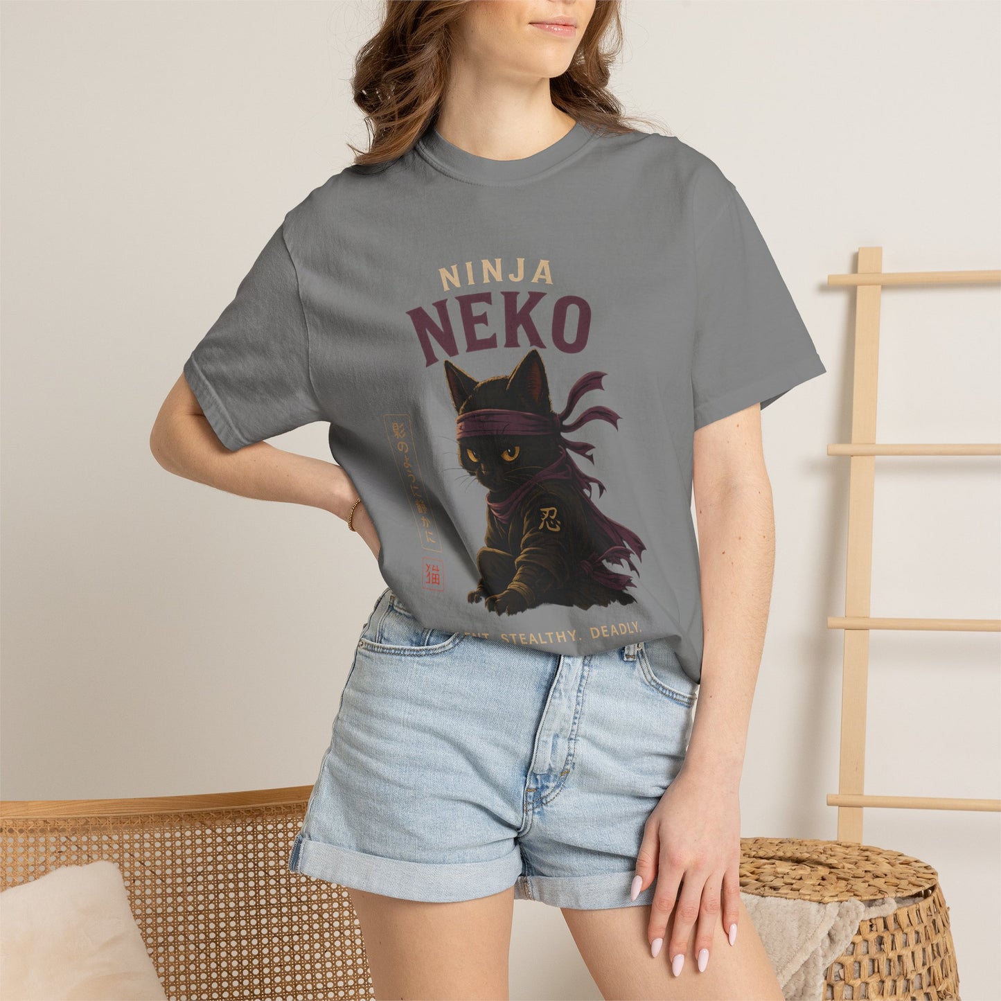 Ninja Neko Cat Japanese Streetwear T-Shirt