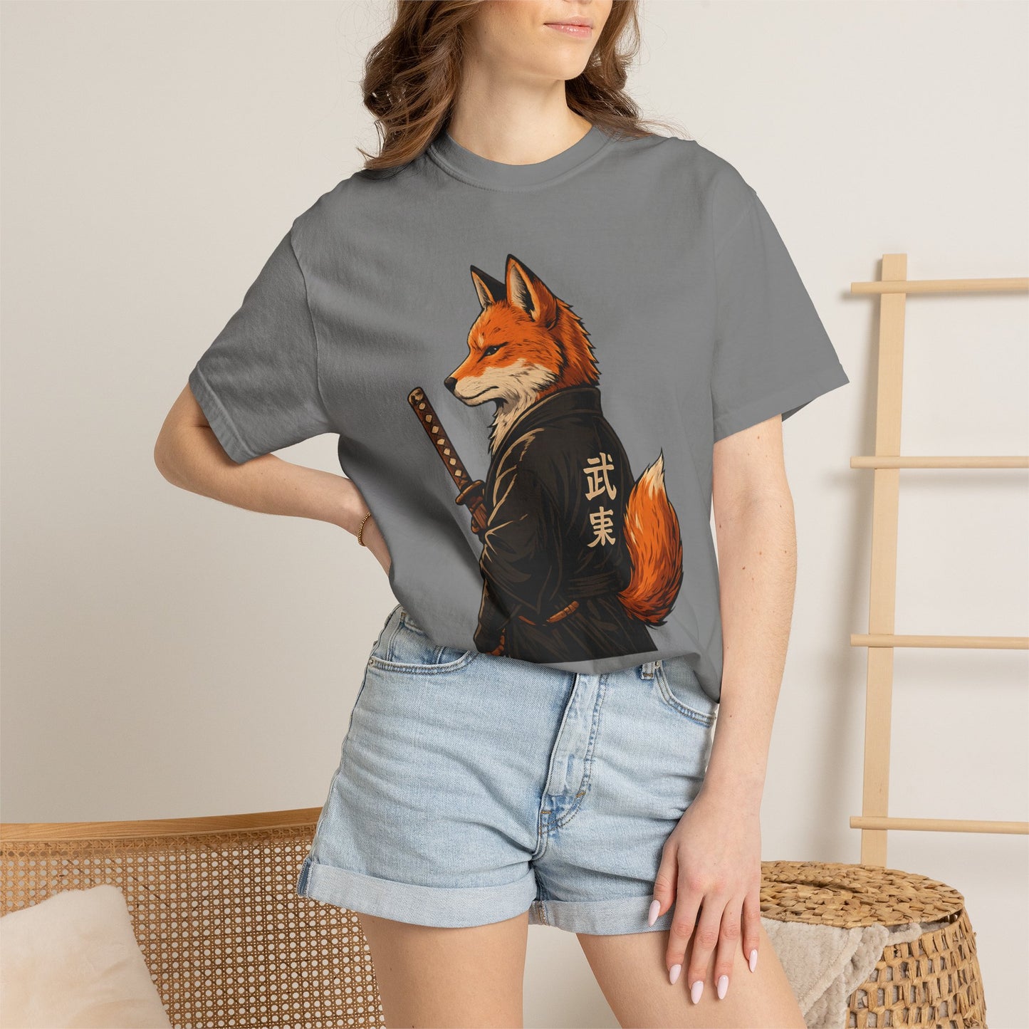 Samurai Fox Japanese Warrior Graphic T-Shirt