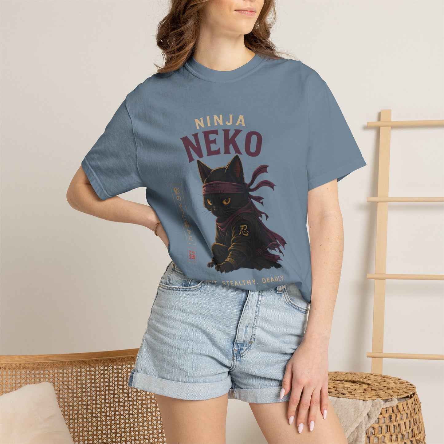 Ninja Neko Cat Japanese Streetwear T-Shirt