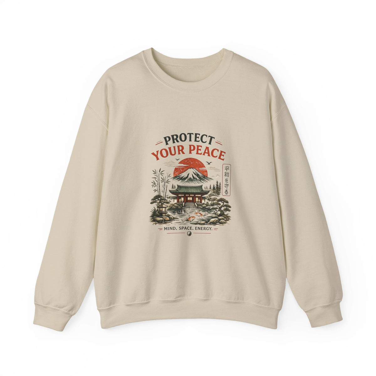 “Protect Your Peace Sweatshirt – Zen Temple Graphic Tee, Calm Mind Japanese Aesthetic Shirt”