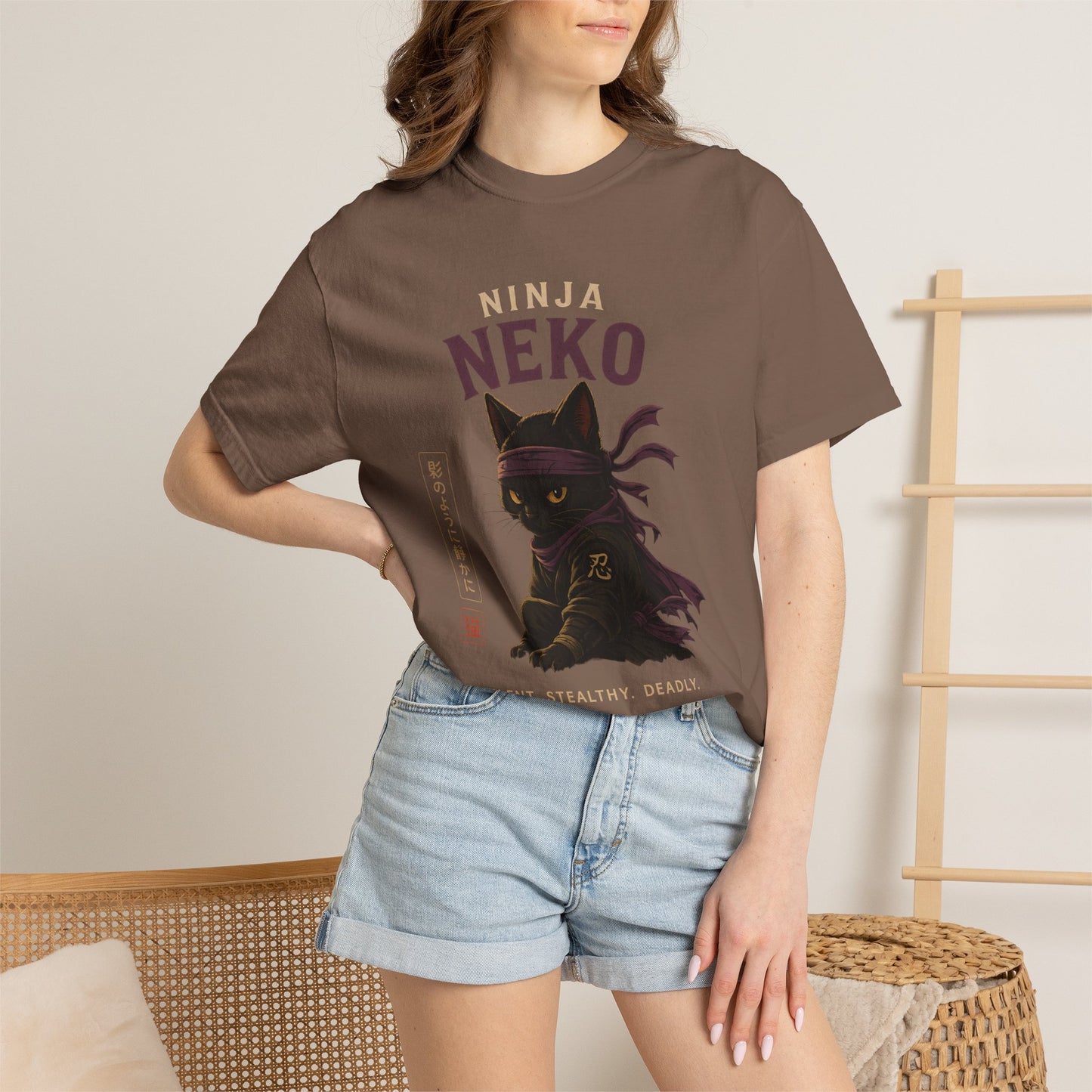 Ninja Neko Cat Japanese Streetwear T-Shirt