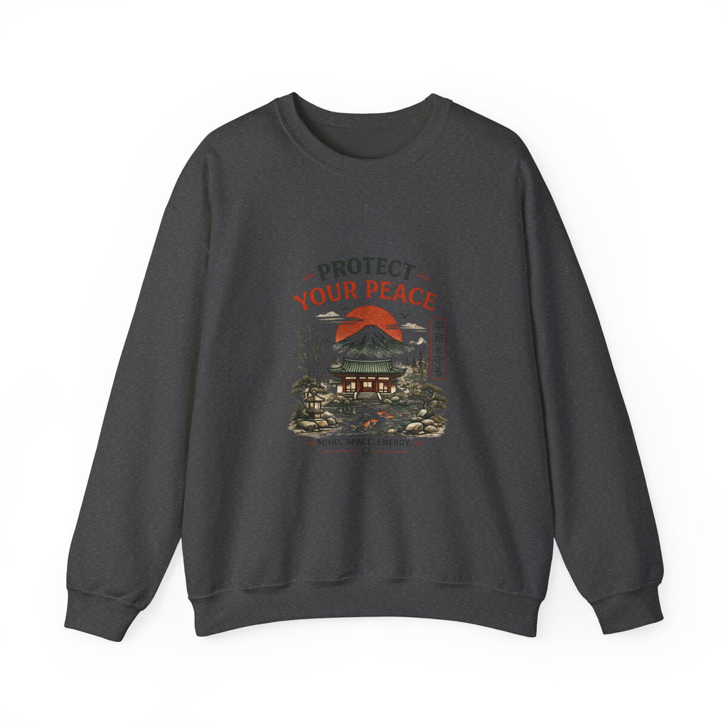 “Protect Your Peace Sweatshirt – Zen Temple Graphic Tee, Calm Mind Japanese Aesthetic Shirt”
