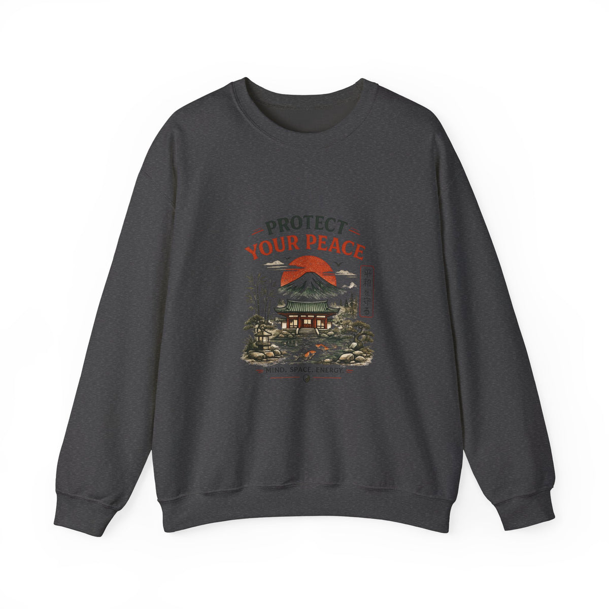“Protect Your Peace Sweatshirt – Zen Temple Graphic Tee, Calm Mind Japanese Aesthetic Shirt”