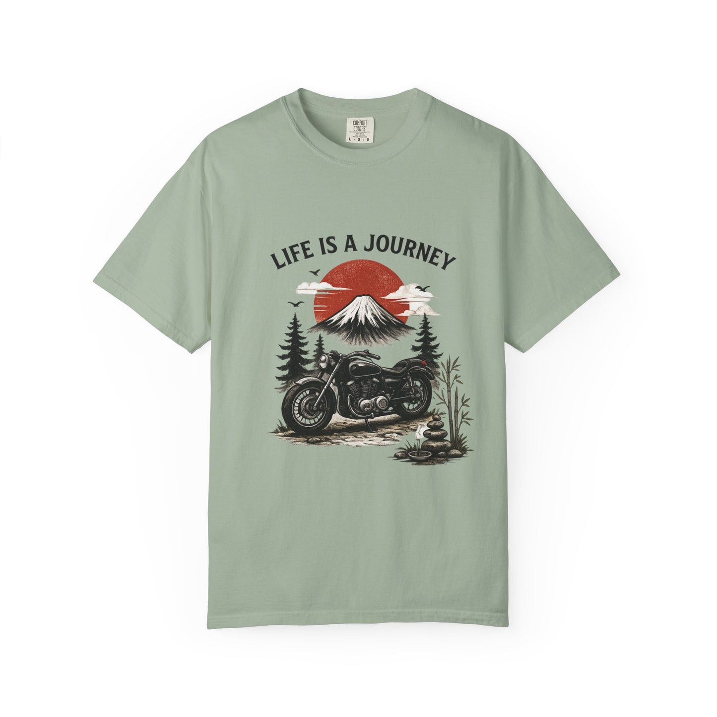 Life Is a Journey T-Shirt – Vintage Motorcycle Graphic Tee, Japanese Mount Fuji Design, Biker Streetwear Shirt”