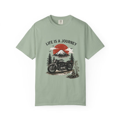 Life Is a Journey T-Shirt – Vintage Motorcycle Graphic Tee, Japanese Mount Fuji Design, Biker Streetwear Shirt”