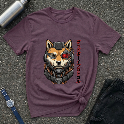 Cyborg Shiba T-Shirt — Japanese Katakana 'Good Boy' Graphic Tee