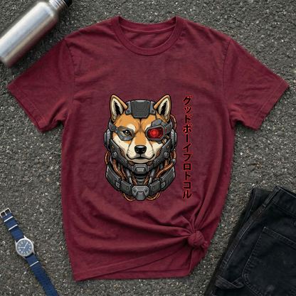 Cyborg Shiba T-Shirt — Japanese Katakana 'Good Boy' Graphic Tee