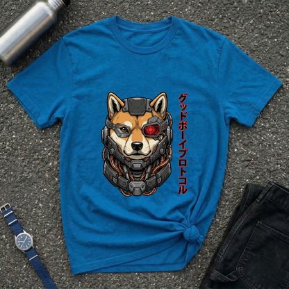 Cyborg Shiba T-Shirt — Japanese Katakana 'Good Boy' Graphic Tee
