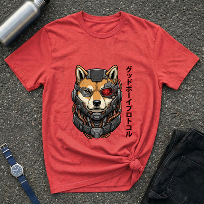 Cyborg Shiba T-Shirt — Japanese Katakana 'Good Boy' Graphic Tee