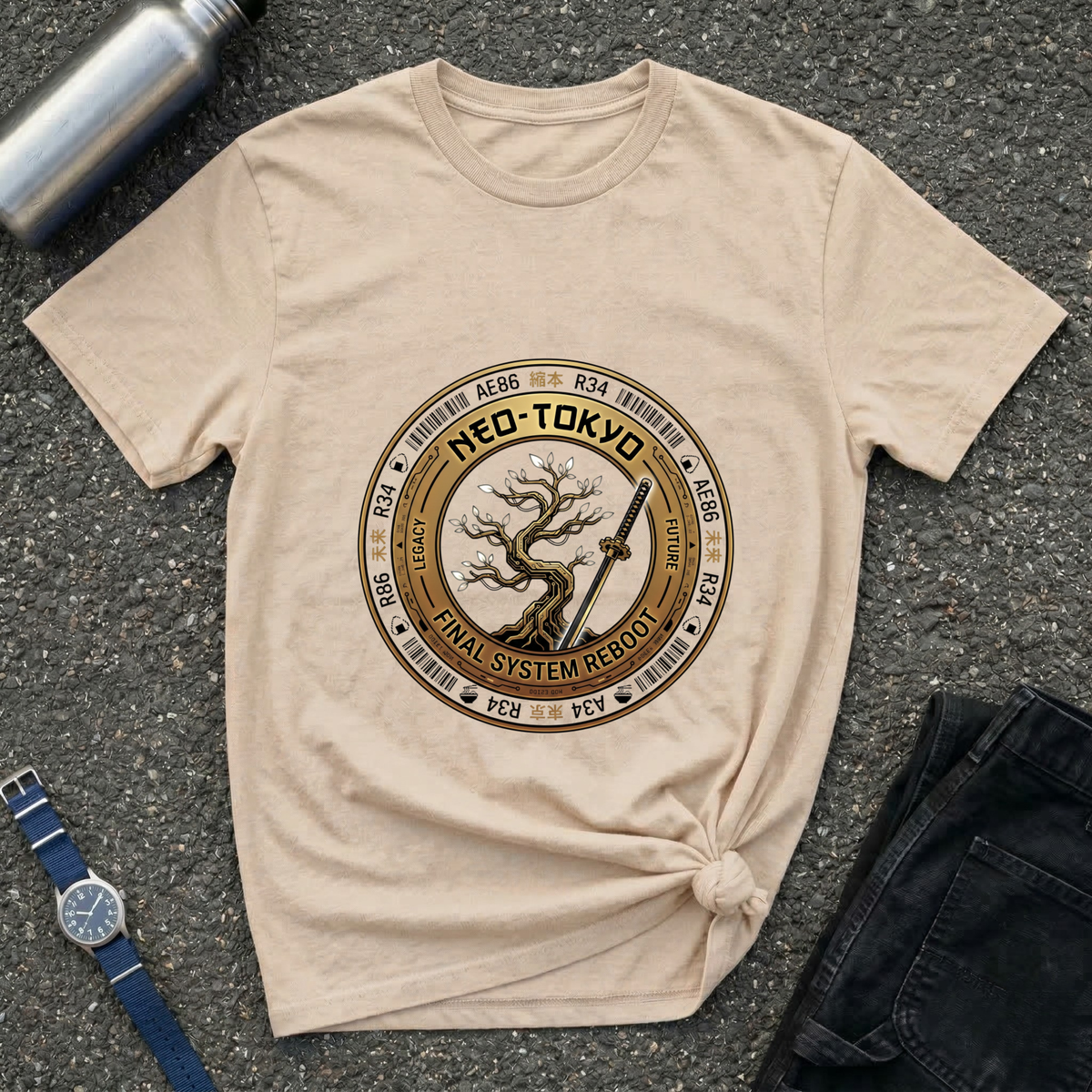 Neo-Tokyo Samurai Tee — Vintage Bonsai Sword Graphic