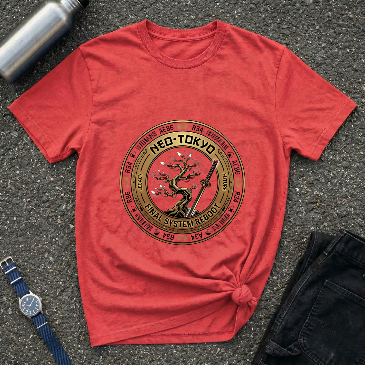 Neo-Tokyo Samurai Tee — Vintage Bonsai Sword Graphic
