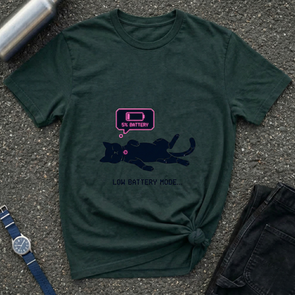 Low Battery Mode Cat T-Shirt