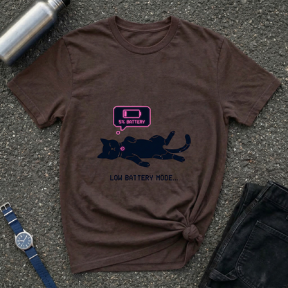 Low Battery Mode Cat T-Shirt