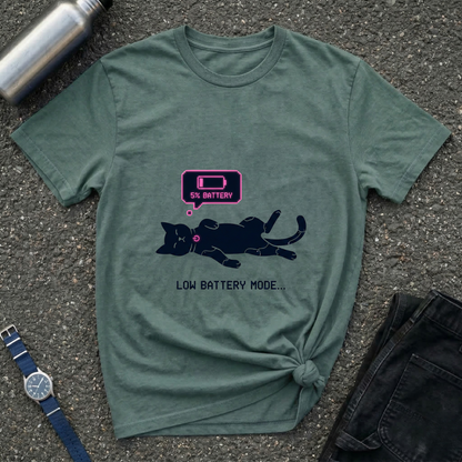 Low Battery Mode Cat T-Shirt