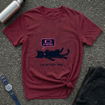 Low Battery Mode Cat T-Shirt