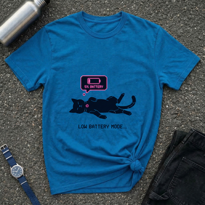Low Battery Mode Cat T-Shirt