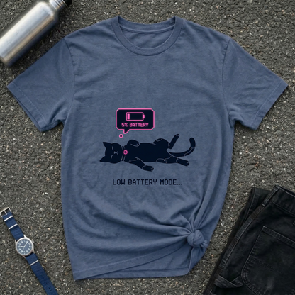 Low Battery Mode Cat T-Shirt