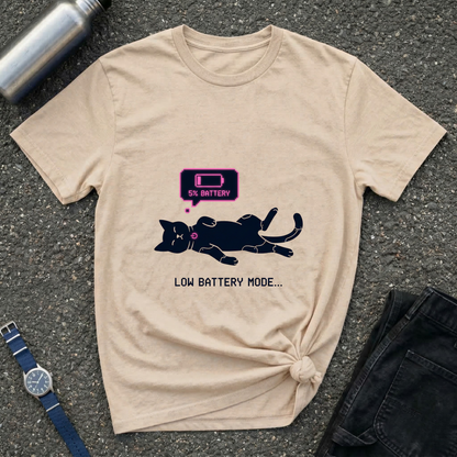 Low Battery Mode Cat T-Shirt