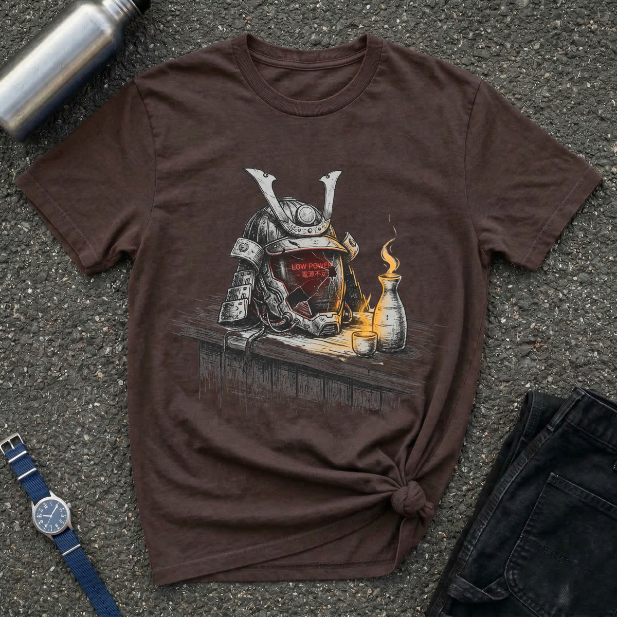 Samurai Helmet & Sake T-Shirt