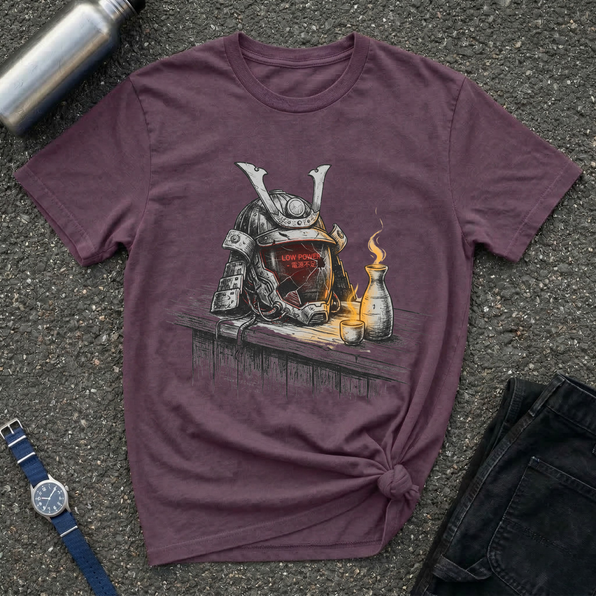 Samurai Helmet & Sake T-Shirt