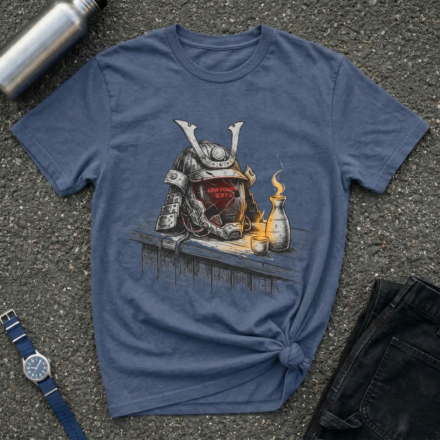 Samurai Helmet & Sake T-Shirt