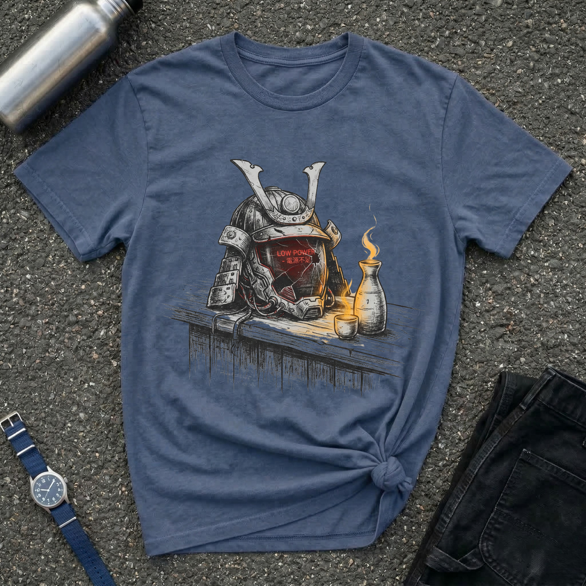 Samurai Helmet & Sake T-Shirt