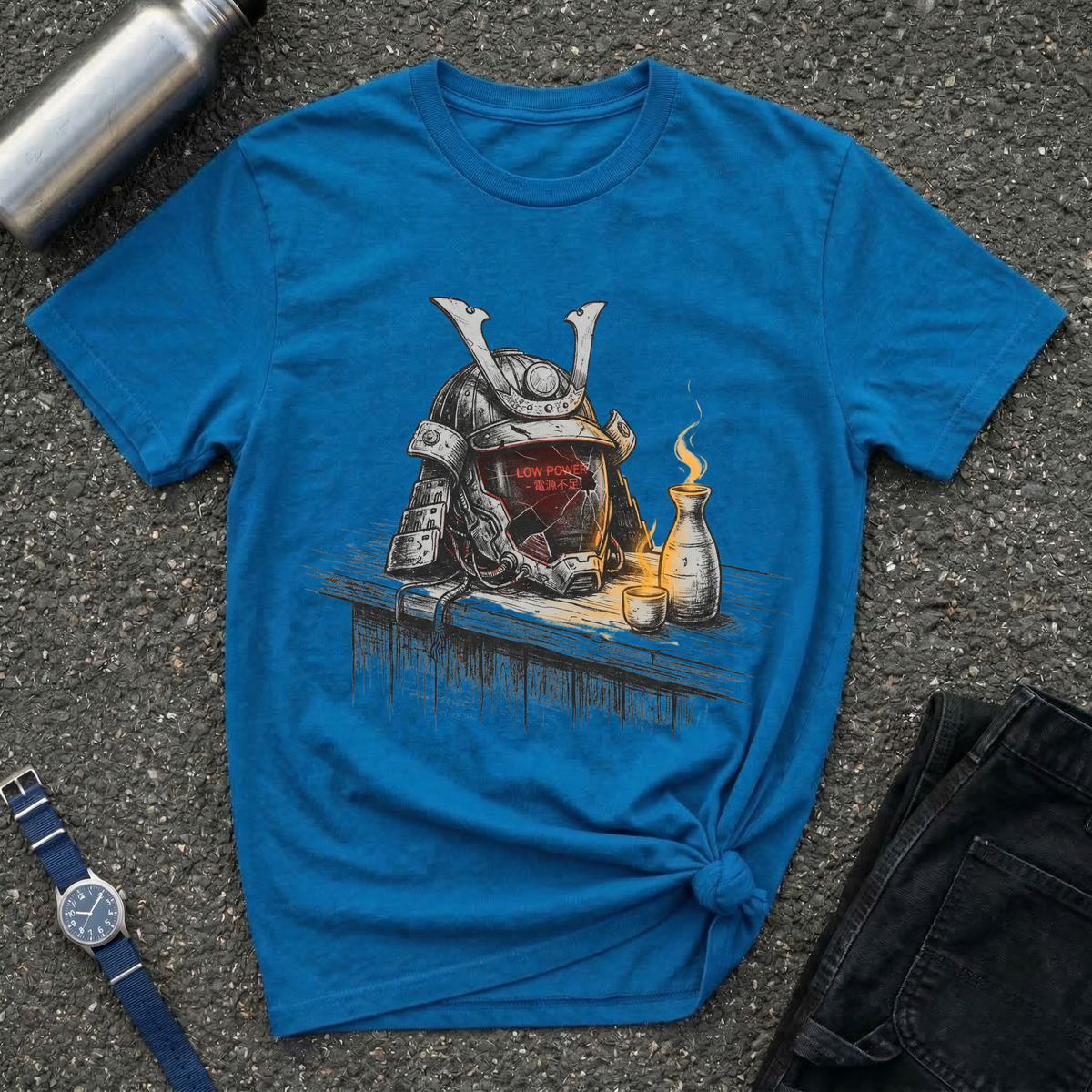 Samurai Helmet & Sake T-Shirt
