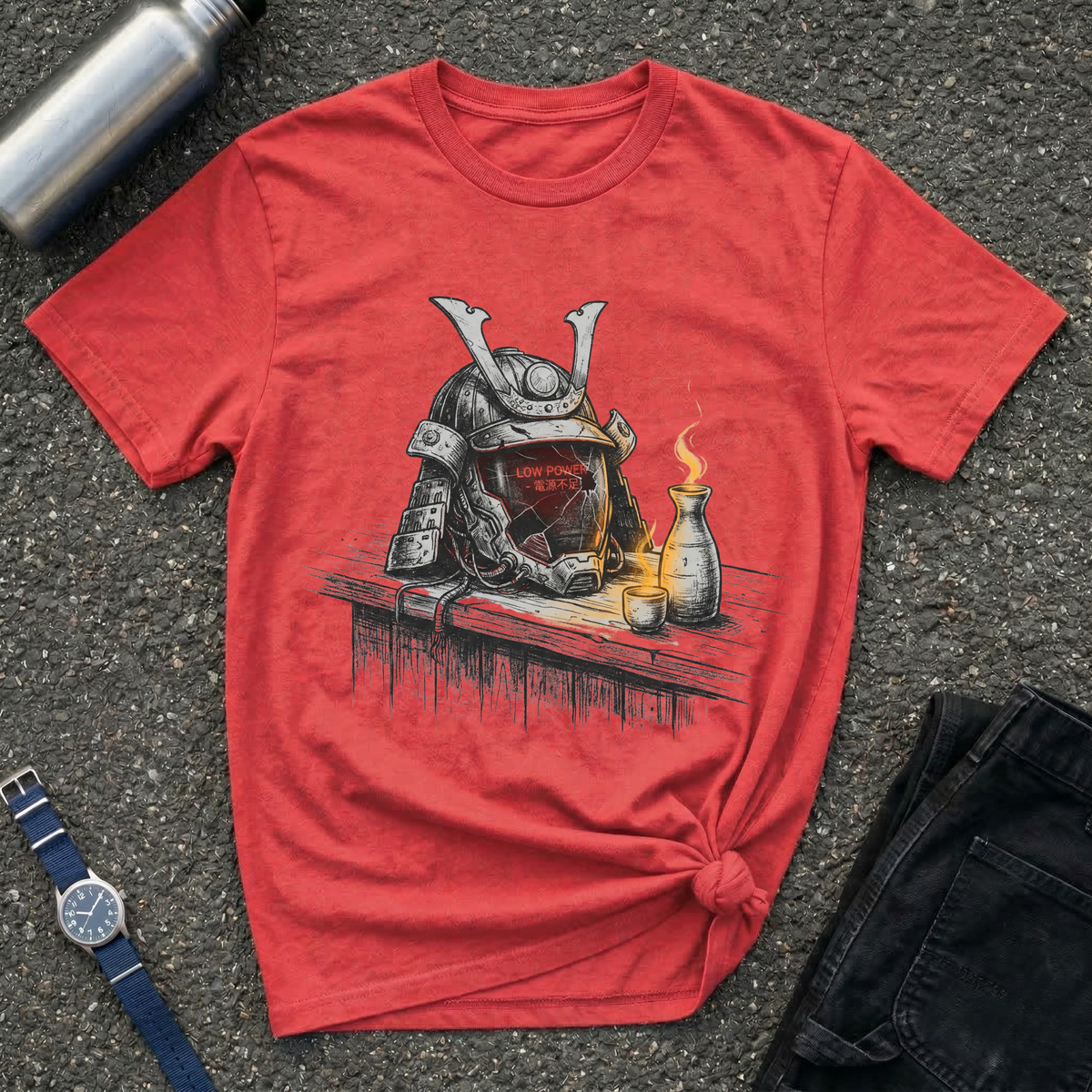 Samurai Helmet & Sake T-Shirt