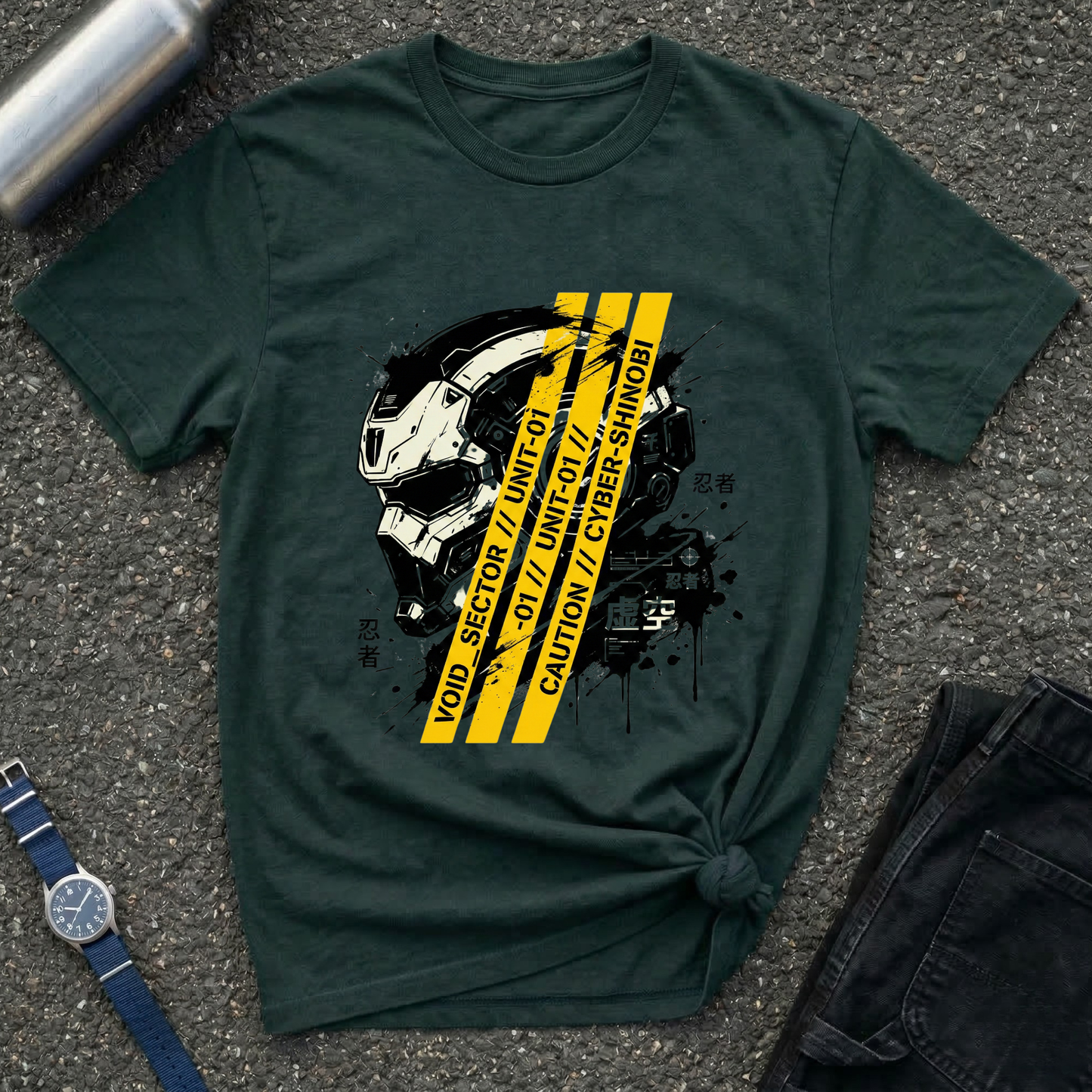 Caution Cyber Skull T-Shirt