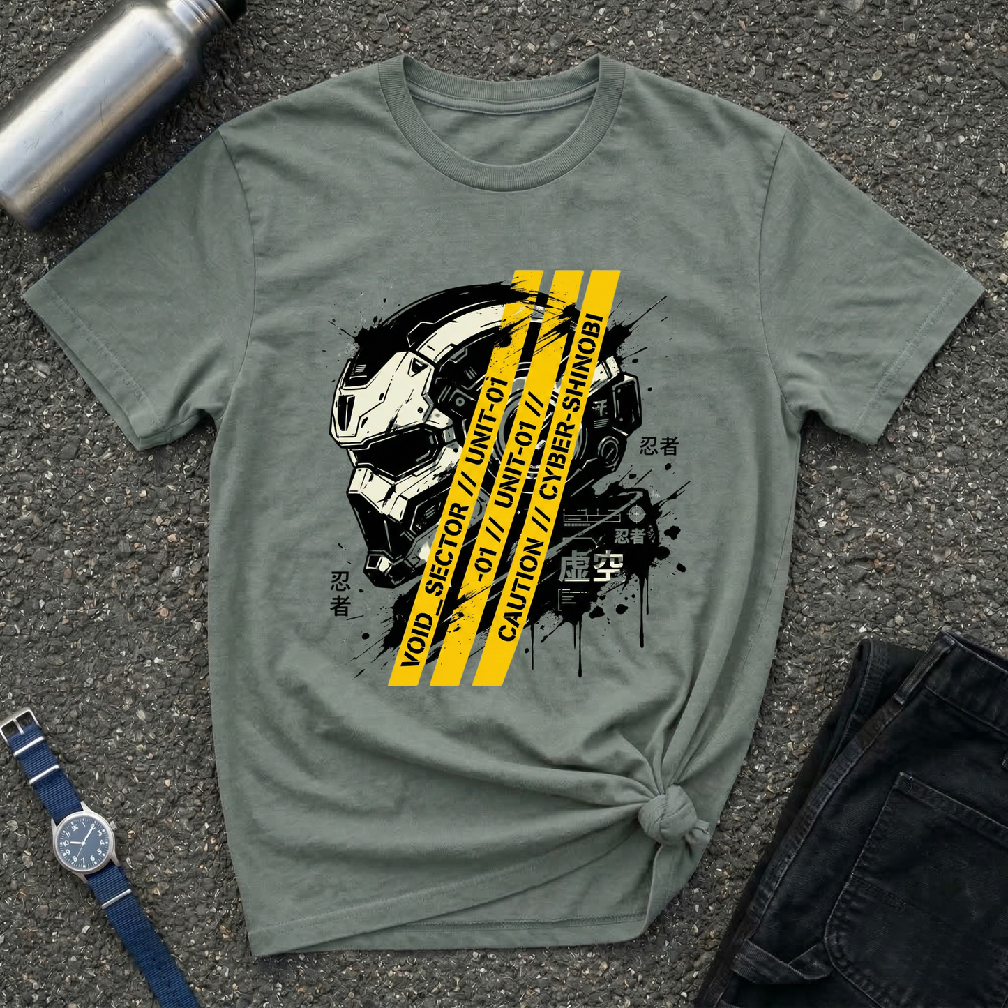 Caution Cyber Skull T-Shirt