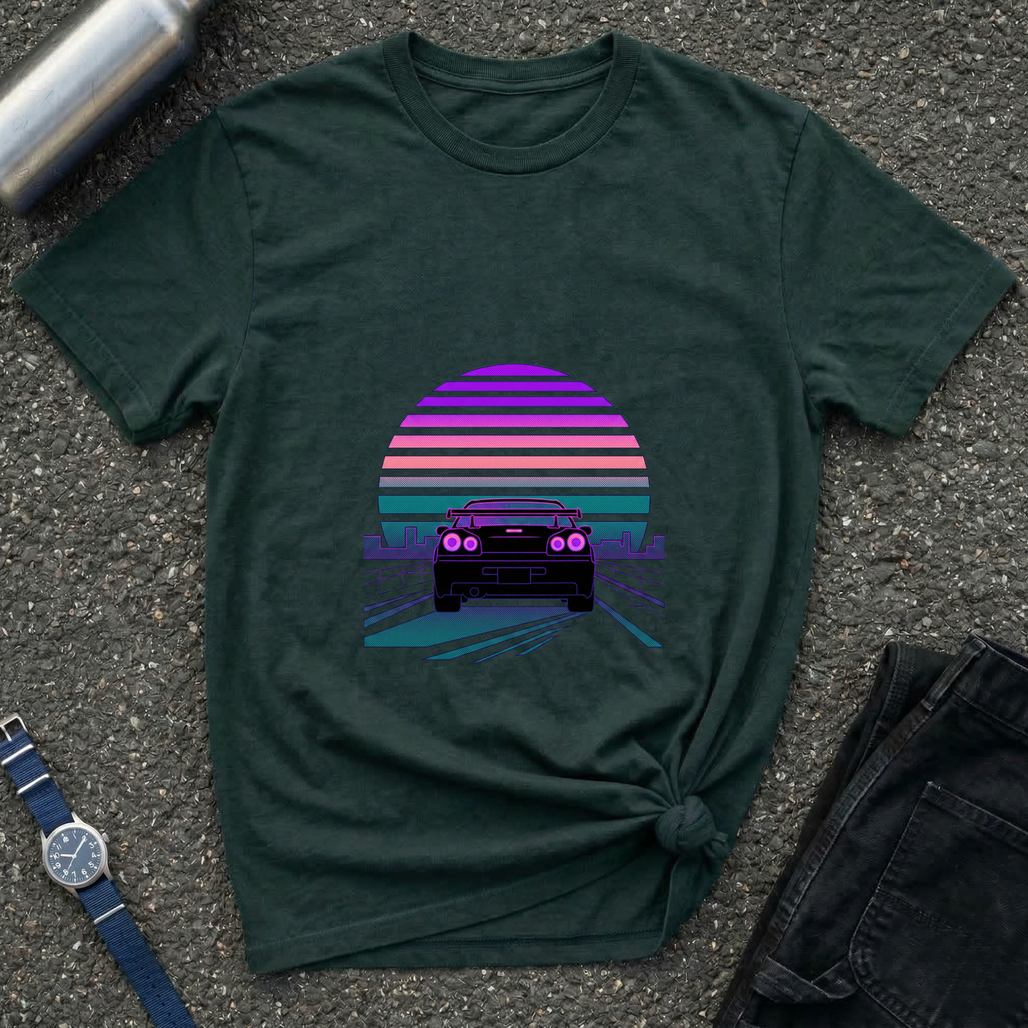 Vintage Retro Sunset Car T-Shirt