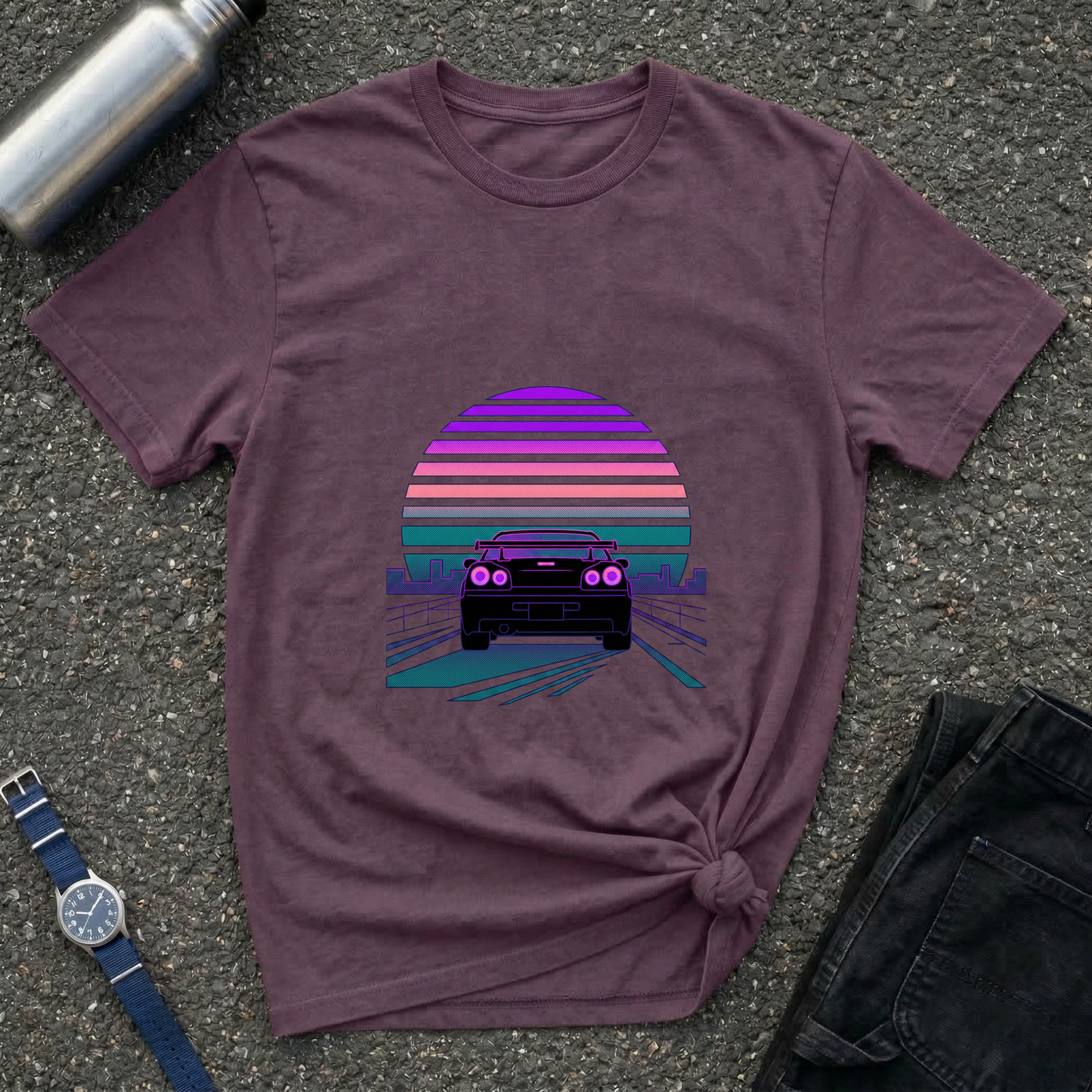 Vintage Retro Sunset Car T-Shirt