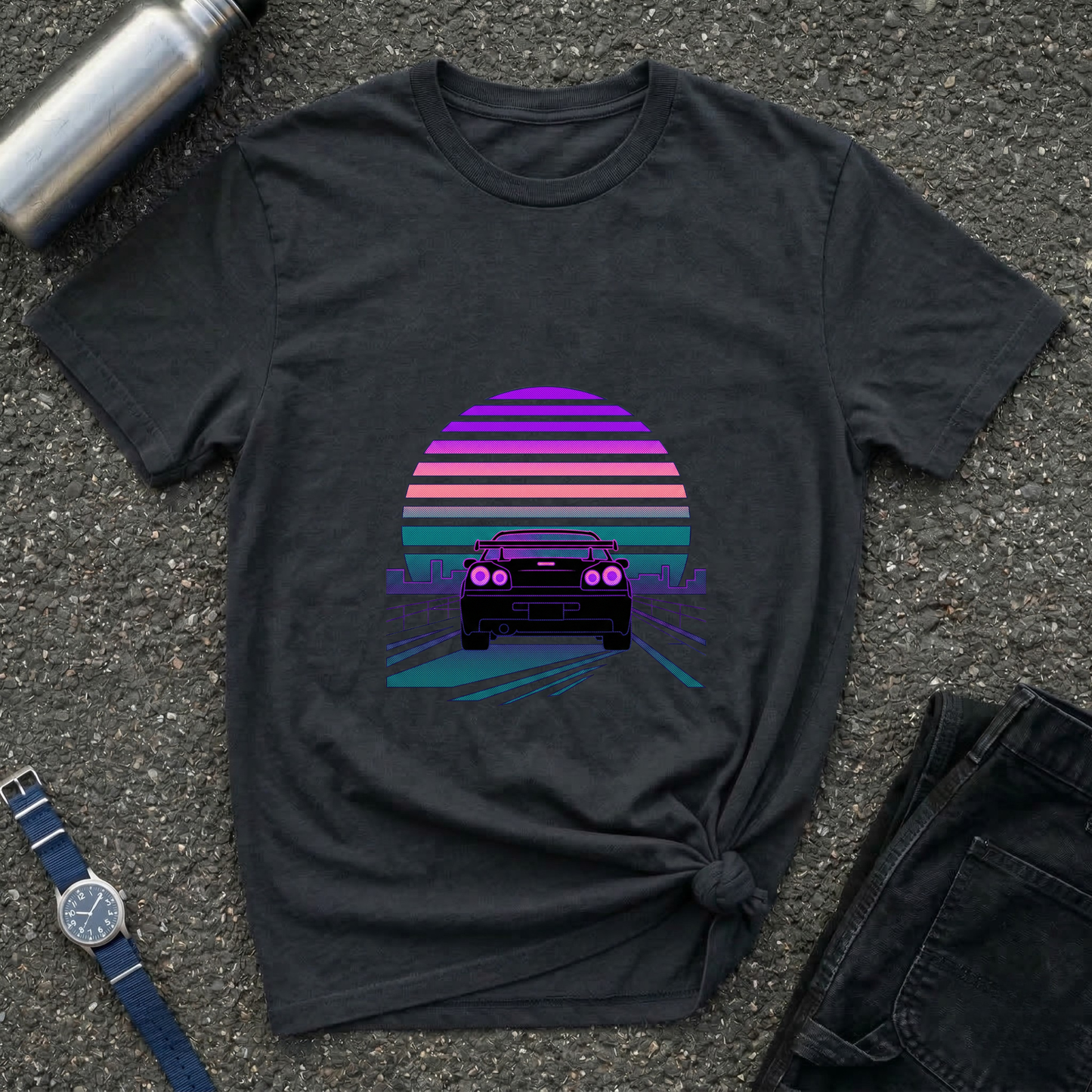 Vintage Retro Sunset Car T-Shirt
