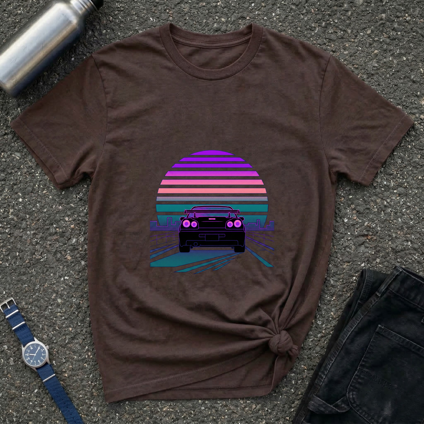 Vintage Retro Sunset Car T-Shirt