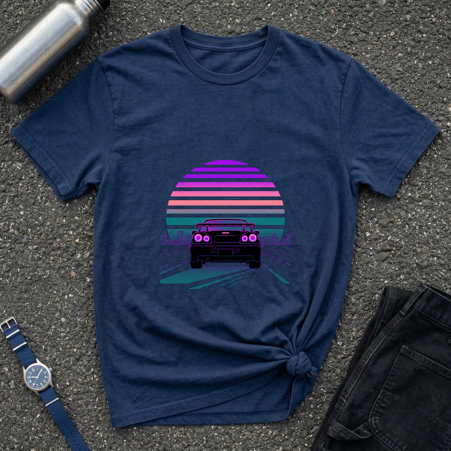 Vintage Retro Sunset Car T-Shirt