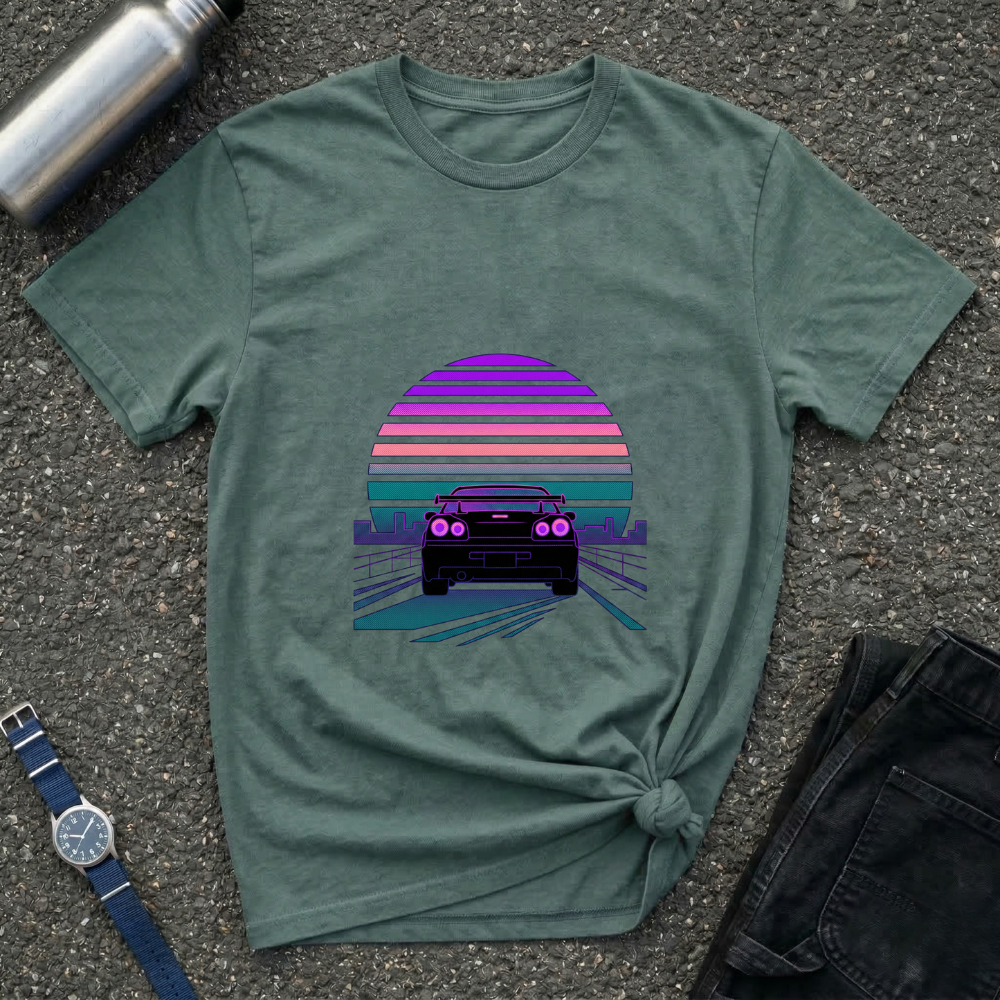 Vintage Retro Sunset Car T-Shirt