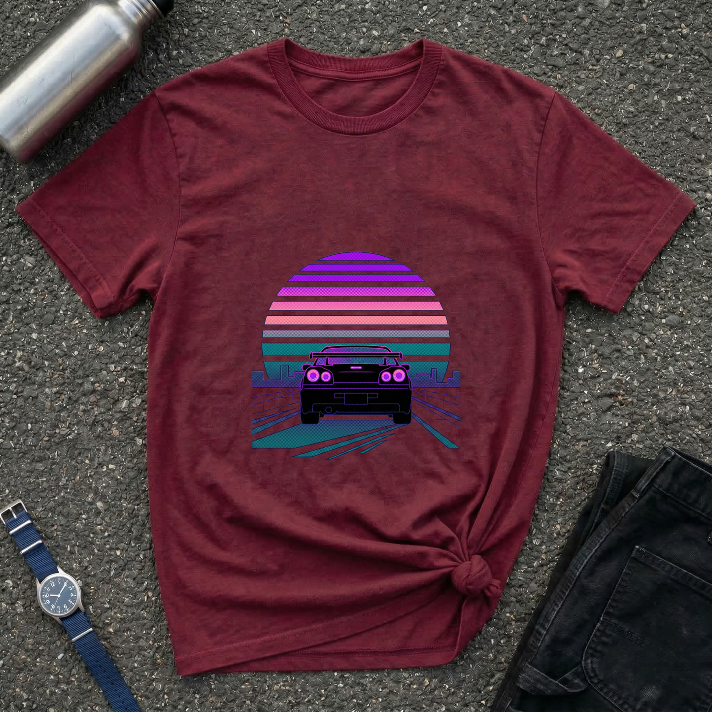 Vintage Retro Sunset Car T-Shirt