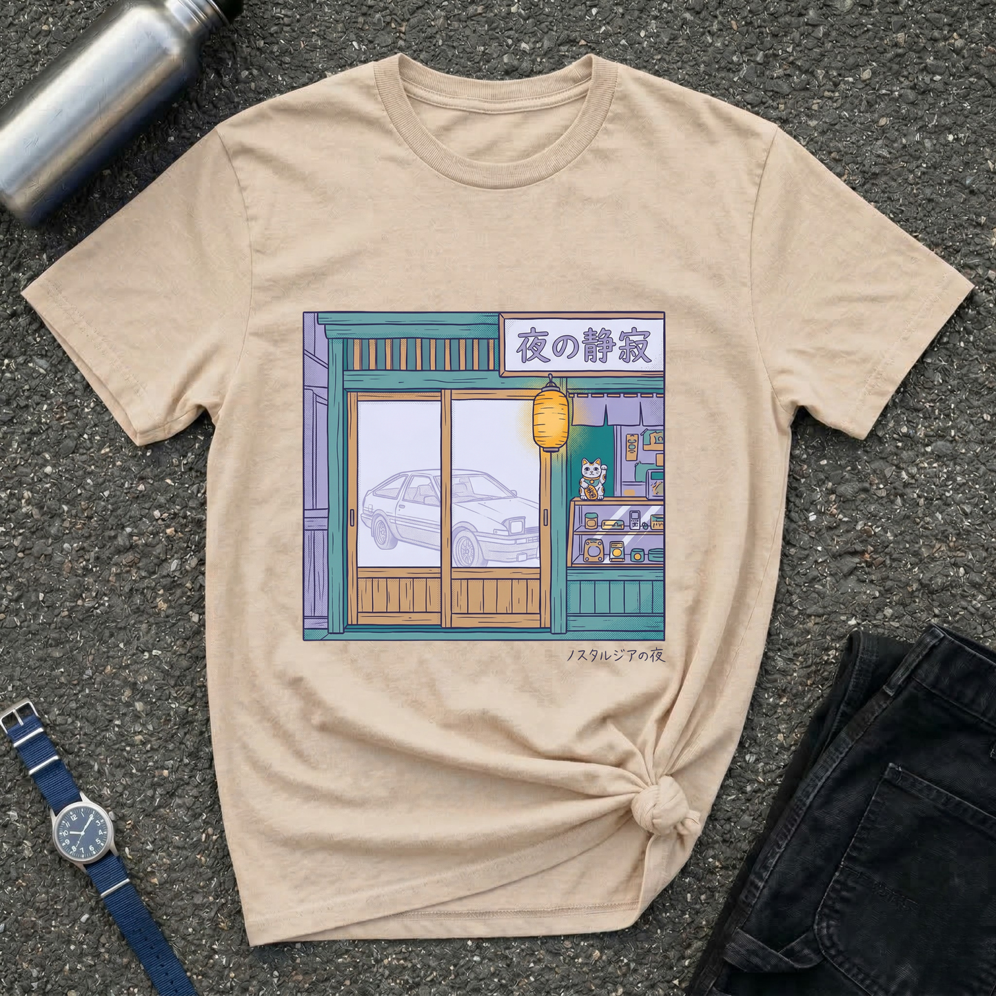 Night Shopfront Graphic T-Shirt