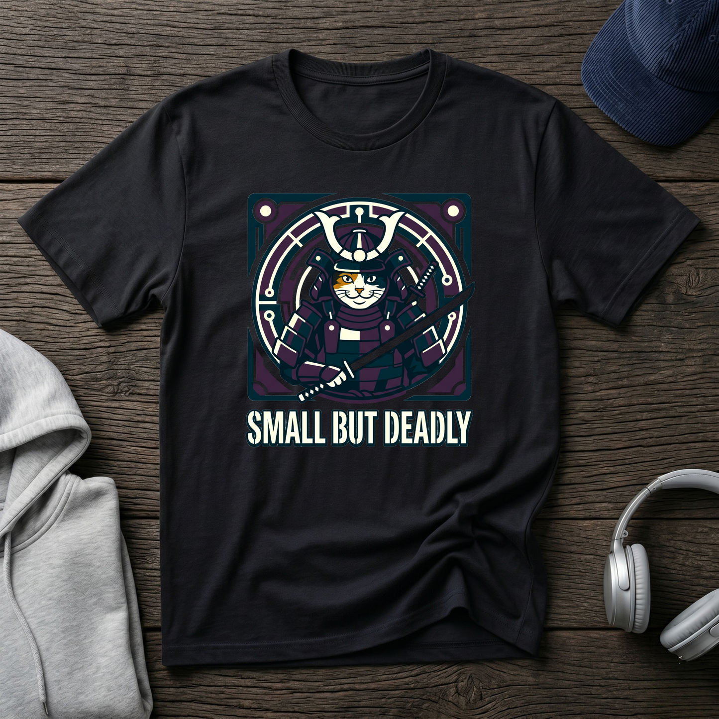 Samurai Cat 'Small But Deadly' T-Shirt
