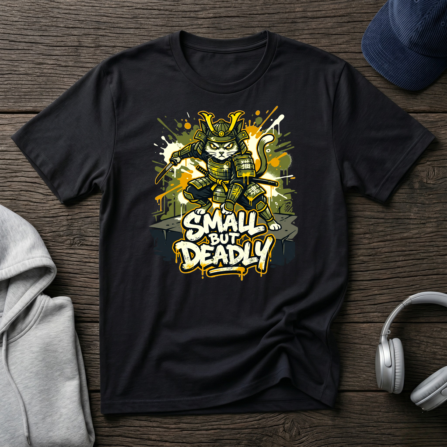 Samurai Cat 'Small But Deadly' T-Shirt