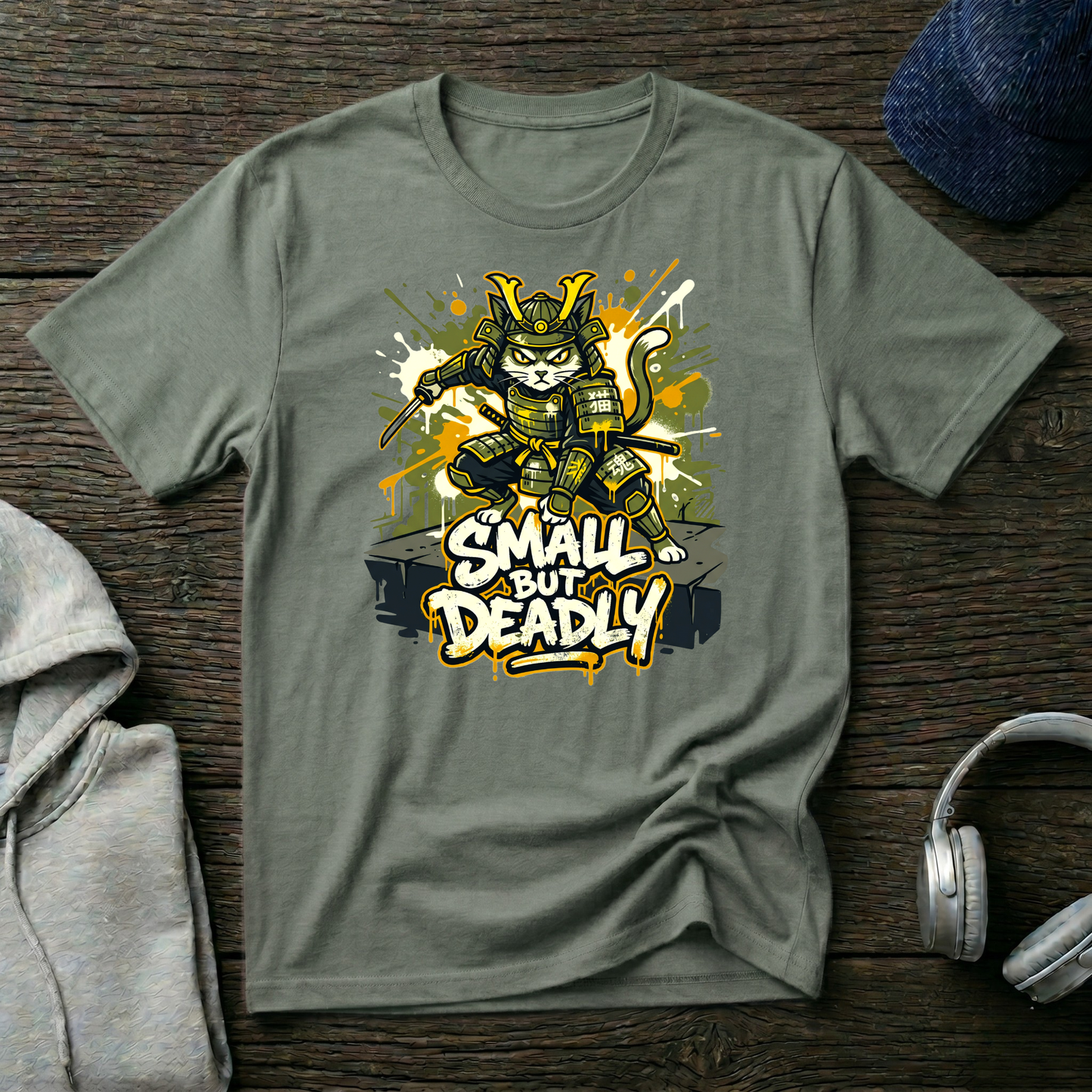 Samurai Cat 'Small But Deadly' T-Shirt