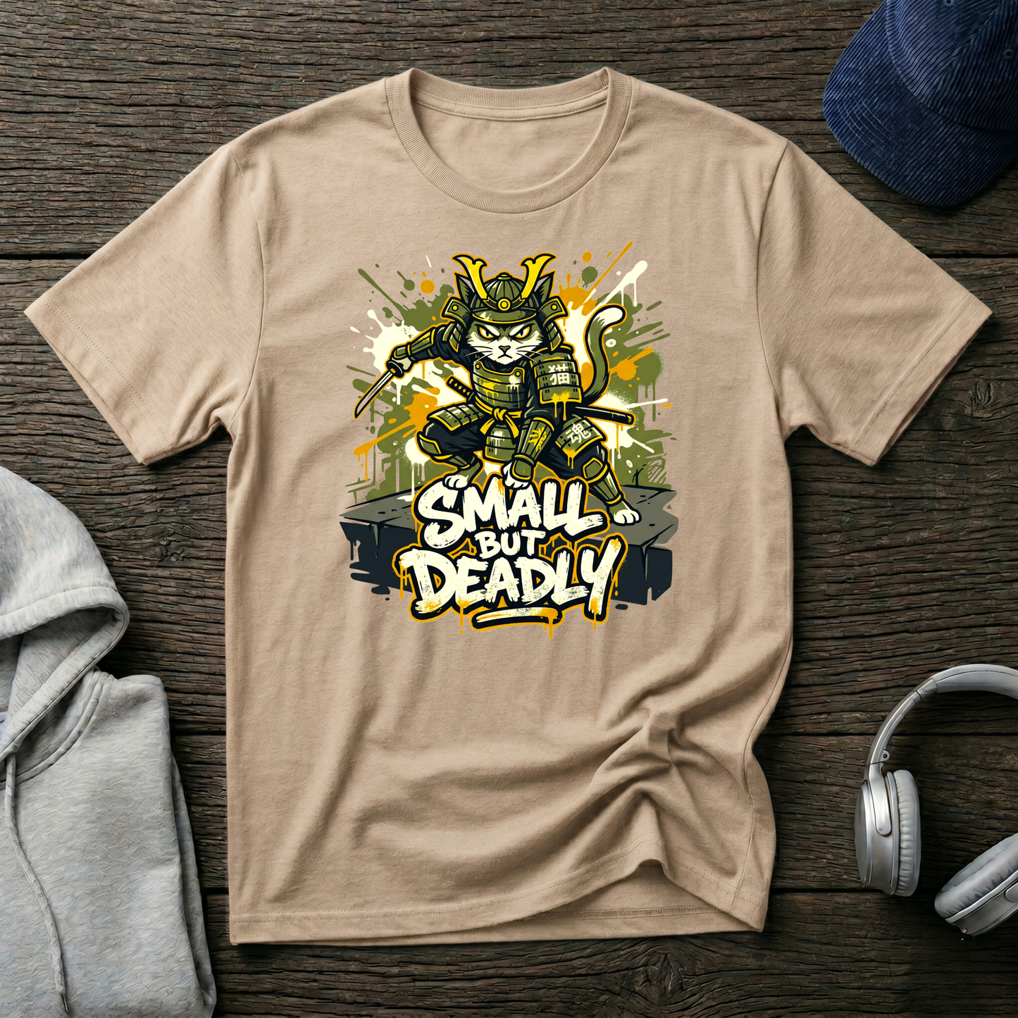 Samurai Cat 'Small But Deadly' T-Shirt