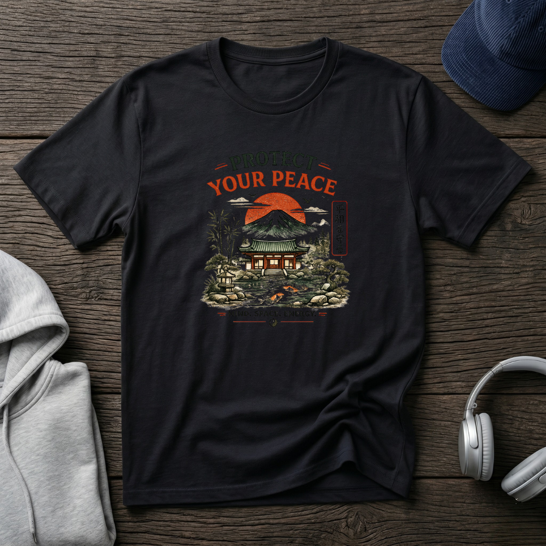 “Protect Your Peace T-Shirt – Zen Temple Graphic Tee, Calm Mind Japanese Aesthetic Shirt”