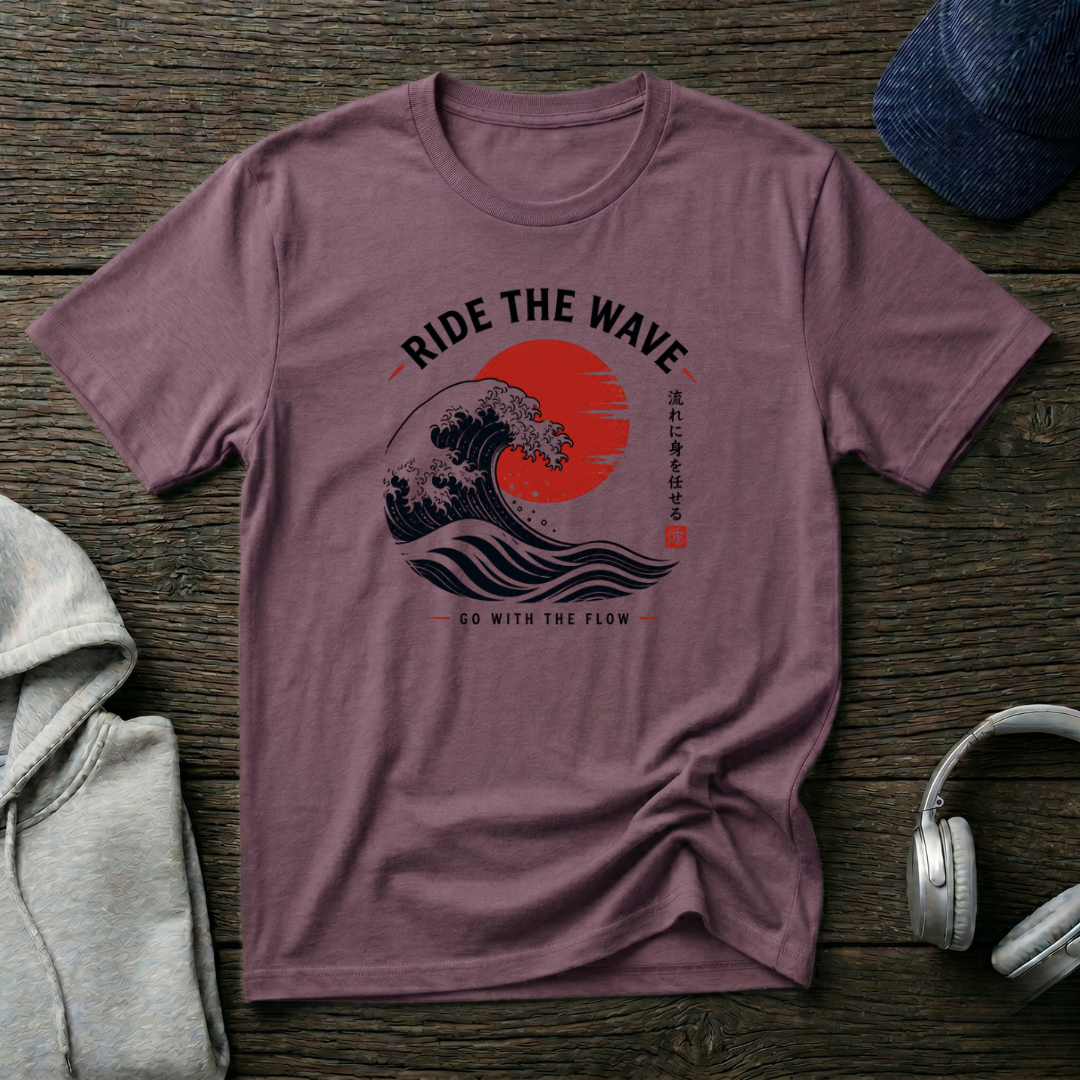 “Go With The Flow T-Shirt – Japanese Wave Graphic Tee, Minimal Zen Streetwear Shirt”